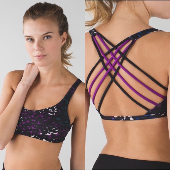 lululemon athletica Other - Lululemon | Free To Be Bra Wild Shadow Wrap Multi, Black, Tender Violet | Size 4